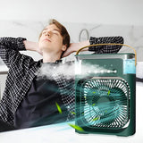 Humidifier Cooling Fan, Personal USB Air Cooler Fan, Mini Air Freshener Cooling Fan, Water Mist Humidification Fan, 3 In 1 Portable Fan Air Conditioner, Desktop Electric Fan Air Cooler, LED Light Humidifier, USB Powered