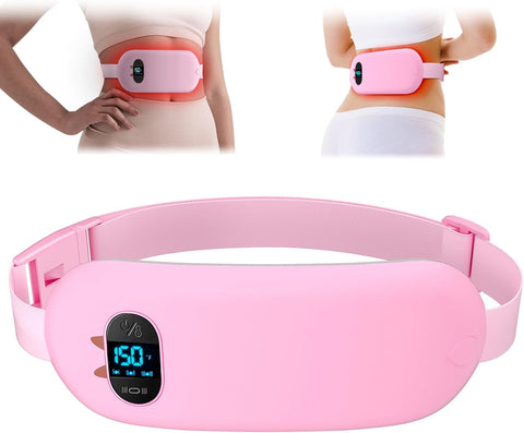 💖 Portable Cordless Heating Pad with Vibration Massage & LED Display | Rechargeable Fast Heating Waist Belt for Women