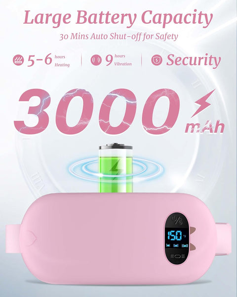 💖 Portable Cordless Heating Pad with Vibration Massage & LED Display | Rechargeable Fast Heating Waist Belt for Women