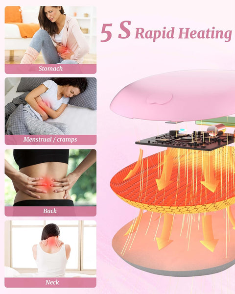 💖 Portable Cordless Heating Pad with Vibration Massage & LED Display | Rechargeable Fast Heating Waist Belt for Women