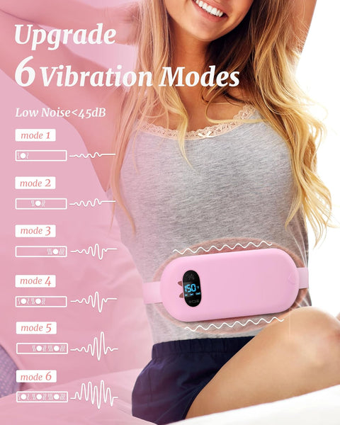💖 Portable Cordless Heating Pad with Vibration Massage & LED Display | Rechargeable Fast Heating Waist Belt for Women