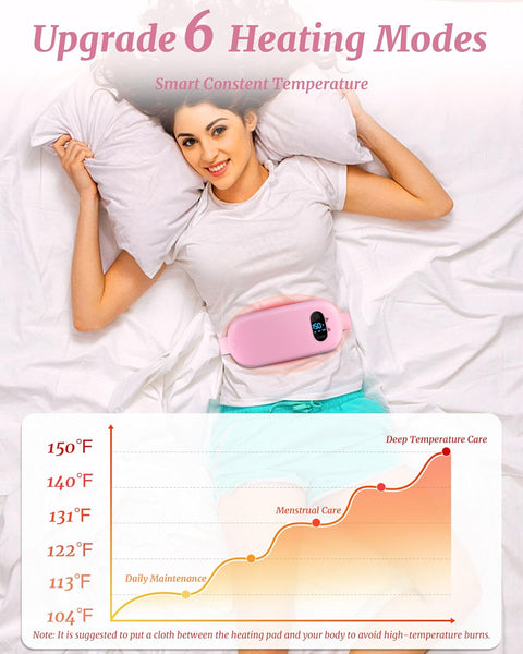 💖 Portable Cordless Heating Pad with Vibration Massage & LED Display | Rechargeable Fast Heating Waist Belt for Women